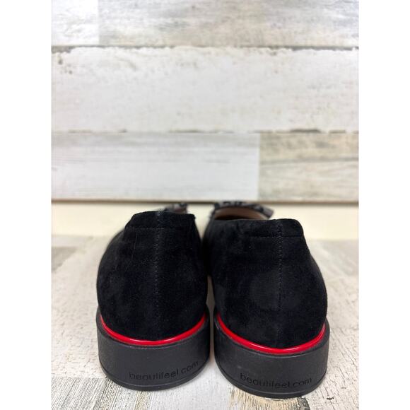 BeautiFeel Women’s 10 Black Suede Lace Slip-On Loafer Dress Christmas Shoe NEW - Picture 4 of 9